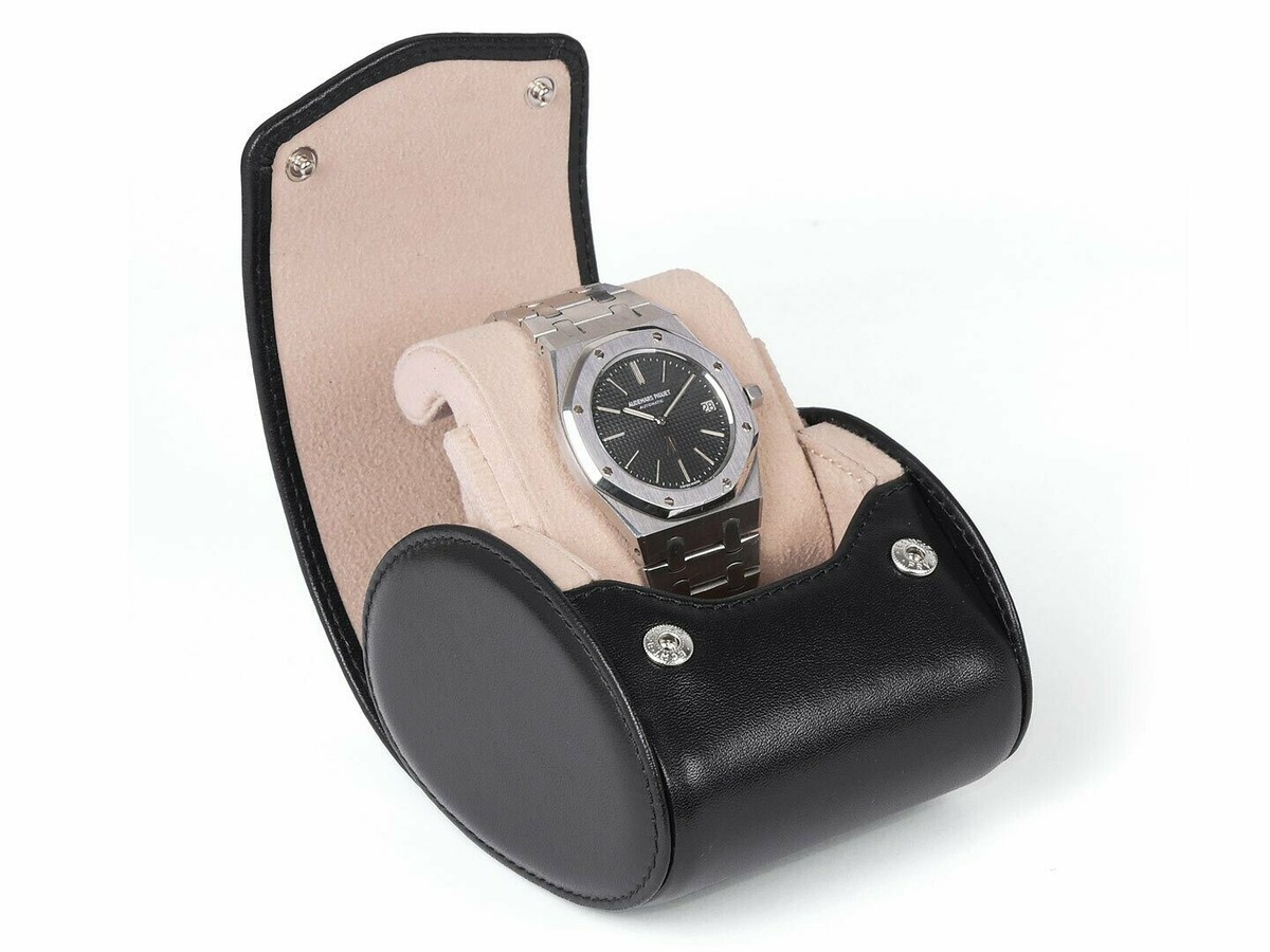 CARAPAZ LEATHER WATCH STORAGE CASE FOR WATCH IN BLACK CALF