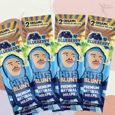 Blueberry Organic Premium Natural Wraps, 4 Packs x 2 Rolls Per Pack, Low Burning