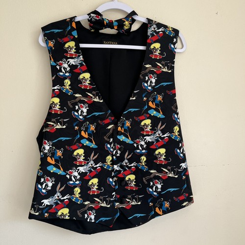 Looney Tunes Tuxedo Vest & Bow Tie Bugs Bunny Tweety Daffy Duck Large