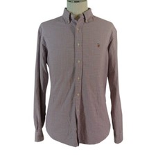 Polo Ralph Lauren shirt custom fit mens large long sleeve white red blue check