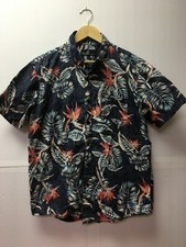 Molokai Surf Co Button Up Reverse Print Blue Floral Hawaiian Shirt Mens XL