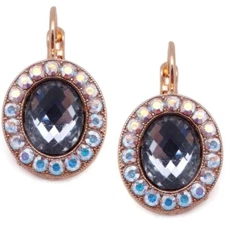 Mariana Painted Lady Gold Earrings Oval in Silvernite Grey & Crystal AB 1121 NWT