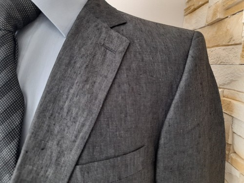 STRELLSON FINEST LINEN SPANDAU 100%LEINEN Sakko Blazer Jacke Gr. 50 dunkelgrau - Imagen 3 de 9