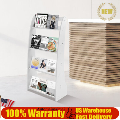 4-Tier Book Display Rack Brochure Holder Literature Floor Standing Magazine Rack