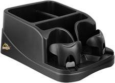 Car Console Organizer, Car Seat Organizer with 2 Adjustable Cup Holders, 3 Large