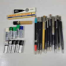 11 Vintage Mechanical Lead Pencils with 13 Boxes of Lead