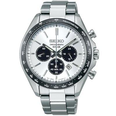 サンプル SEIKO SELECTION SBPY165 Panda Chronograph Analog Solar Watch White