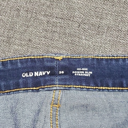 Old Navy Mid Rise Power Slim Straight Distressed Jeans Size 26 Plus Size 3X Blue - Picture 9 of 11