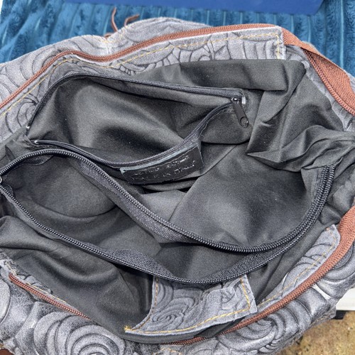 New Genuine leather handbag made in Italy-Gray Double Handles Suede/swirl - Picture 5 of 18