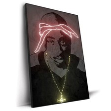 2pac Canvas Print Art Poster Abstract Neon Design Rapper Star Canvas Painting