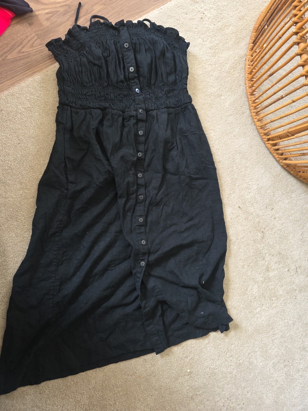 Universal Thread Black Linen Button Up Dress Wome… - image 1