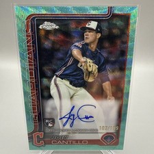 2025 Topps Chrome Joey Cantillo RC /199 Aqua Wave Auto #RA-JCA - Guardians 