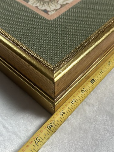 Framed Textile Wall Art Peony Floral Fabric Panel 32x43 Vintage Gold Frame - Picture 6 of 23