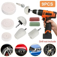 9tlg Chrom-Alu Felgen Polierset Polierscheibe Politur Polierköpfe Polierpaste