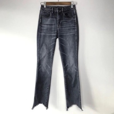 3x1 NYC Black High Rise Shark Bite Hem Slim Straight Crop Jeans Size 25