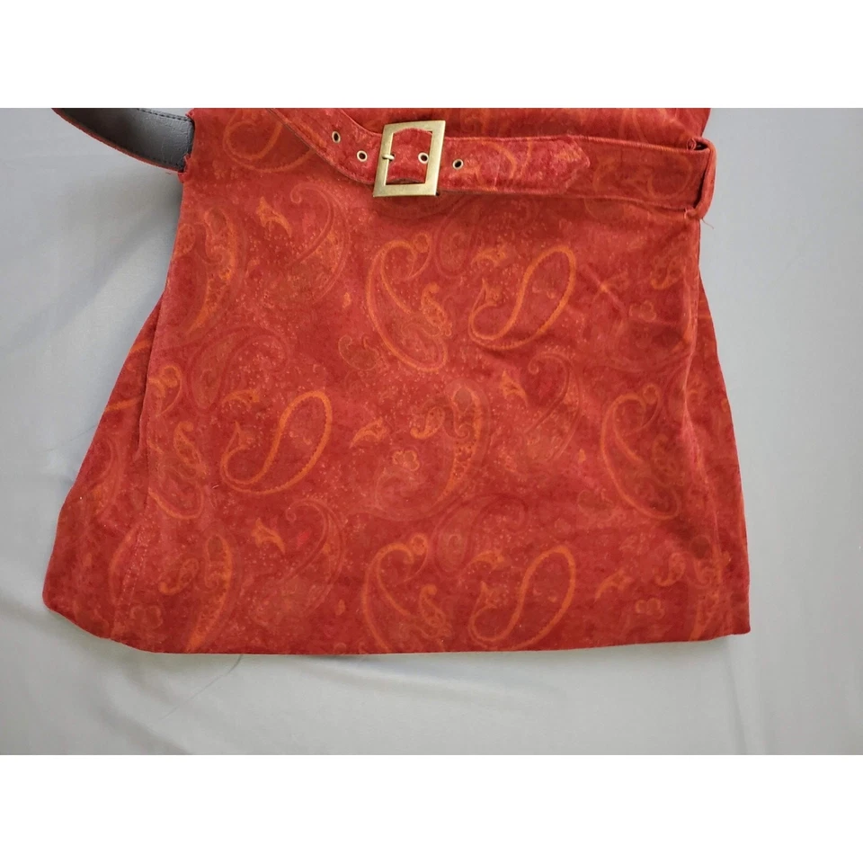 VTG Cynthia Steffe Dress Womens 12 Knee Length Belted Lined Velour Paisley Red - Image 4 of 4