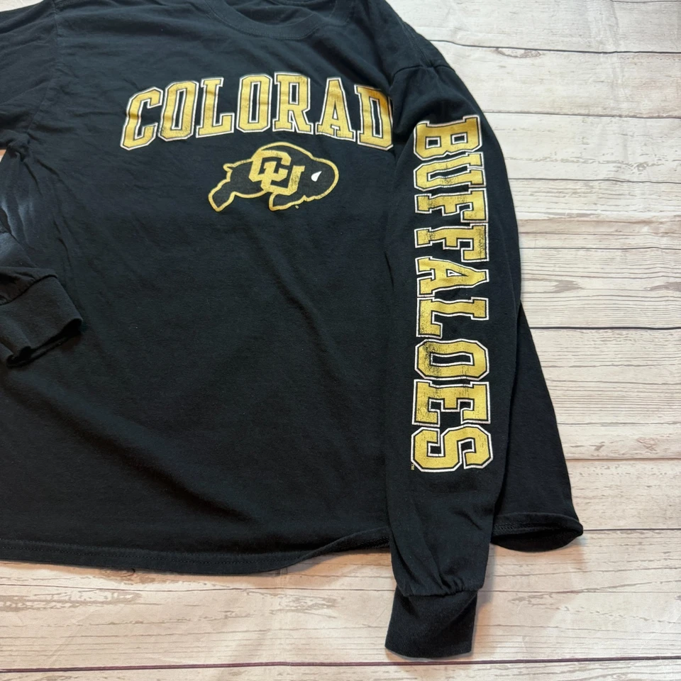 Camiseta CU Boulder Colorado Buffaloes Buffs Negra Manga Larga Talla Grande Foto 3 de 4