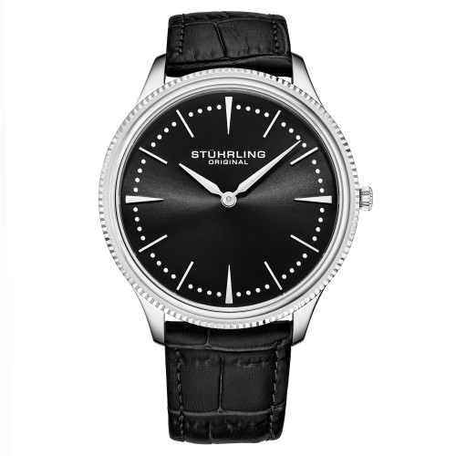 Stuhrling Sniper 3915 Quartz 42mm Classic Aviator Silver Dial
