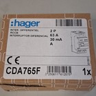 Hager Interrupteur différentiel RCCB 2P 63A 30mA Type A CDA765F
