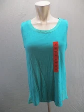 NWT Adrienne Vittadini Size M Womens Green Stretch Round Neck Sleeveless Top 361