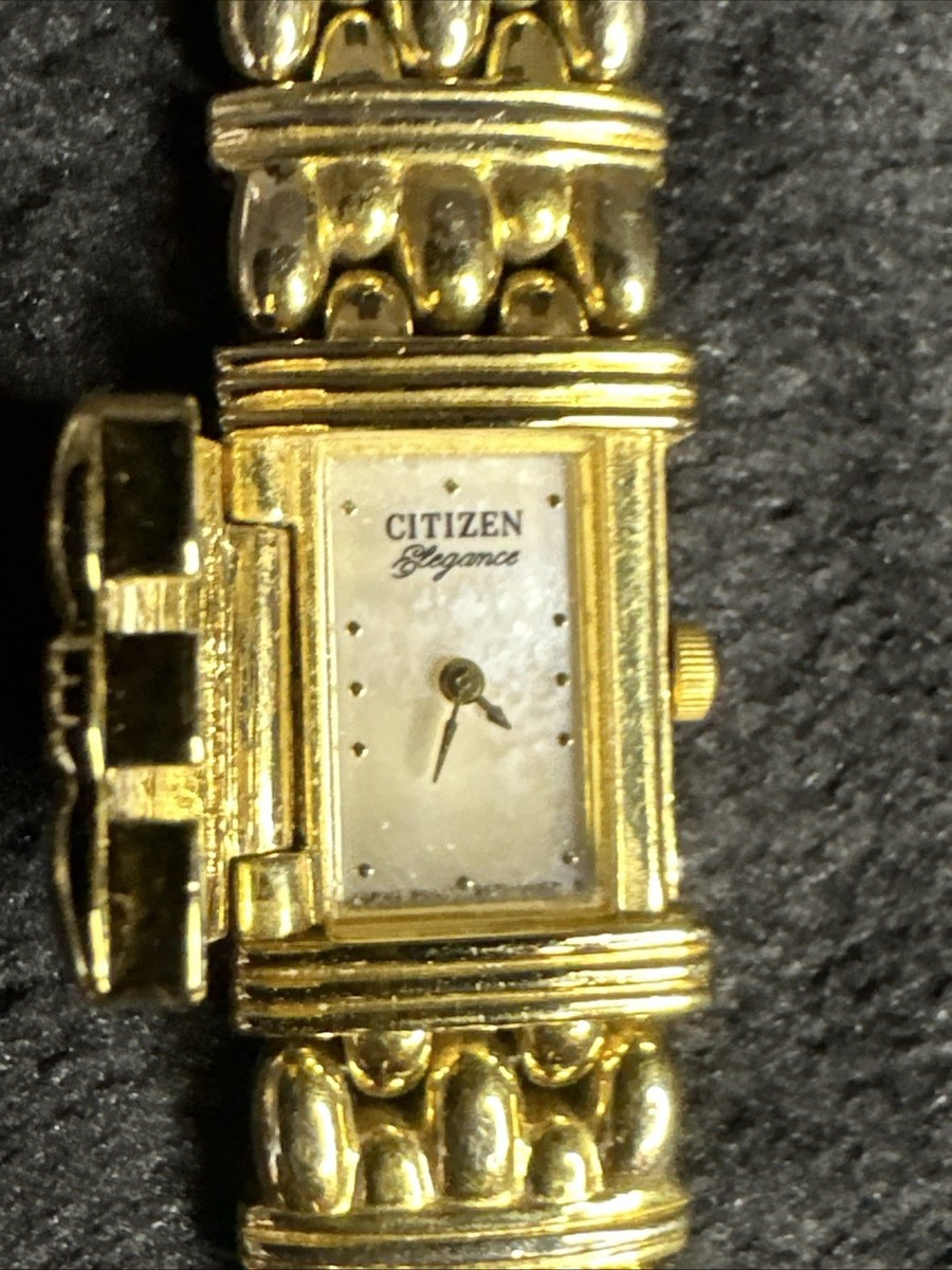 Rare Citizen Elegance Japan vintage 80s gold tone mother of pearl bracelet watch Rare Citizen Elegance Japan vintage 80s gold tone mother of  main image 3