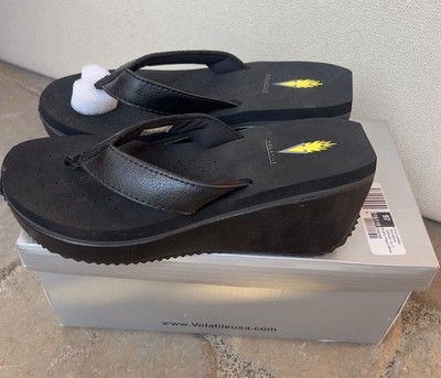 Volatile Frappachino Women's Platform Sandal 9, Black, New With Box