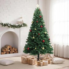 6/7ft Prelit Snow Flocked Artificial Full Christmas Tree with Remote Control