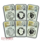 2023 $1 Morgan and Peace Dollar 6-Coin Set First Day of Issue NGC MS/PF 70