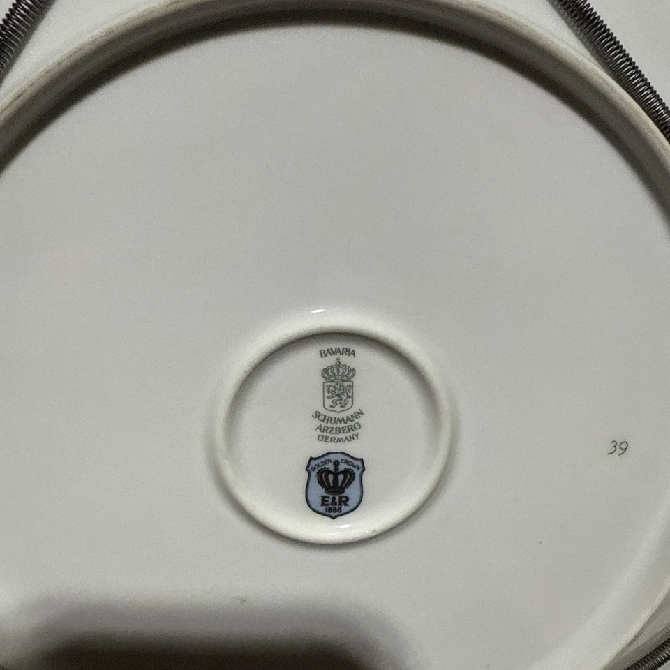 Plato redondo Schumann Arzberg Alemania 12" ~ Borde dorado ~ De colección Foto 4 de 4