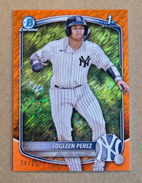 2025 Bowman Chrome Ist Bowman Orange Shimmer #24/25 (RC) Edgleen Perez BCP-80