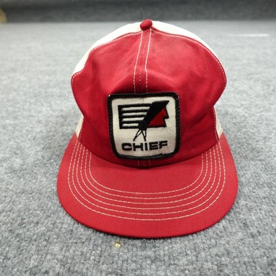 Vintage K-Products Chief Hat Cap Snap Back Mens One Size Red White Trucker Mesh