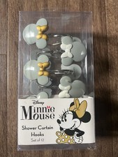 NIB Disney Minnie Mouse Shower Curtain Hooks Gray White Gold Set Of 12