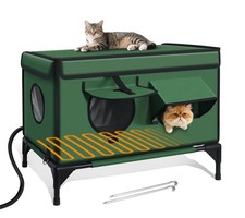 Heated Cat House for Outside Winter, Insulated  Weatherproof, Elevated Heate...