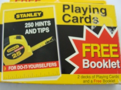 1999 HTF VTG STANLEY 2 SEALED DECKS OF CARDS w FREE BOOKLET OF HINTS/TIPS