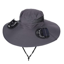Dual Fan Solar Fan Hat Breathable 3 Speeds Wide Brim Sun Cap UV Protection