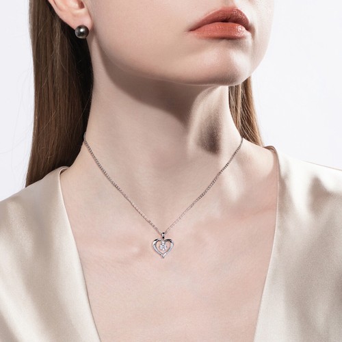 1ct Moissanite Pendant Heart Necklace 925 Sterling Silver Gift for Women - Bild 5 von 5