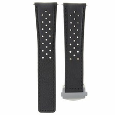 LEATHER BAND STRAP CLASP 20MM FOR TAG HEUER CARRERA CV2010, WH1111 WATCH BLACK