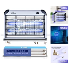 Safe and Lightweight Electric Bug Zapper - Mosquito & Fly Repellent with 2 Bulbs