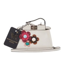 Borsa a tracolla Fendi White Flowerland Micro Peekaboo in pelle OP: 2000 €
