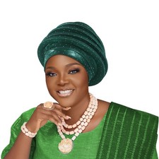 Rhinestone Headtie Gele African Women Turban Bonnet Headwrap Nigeria Wedding