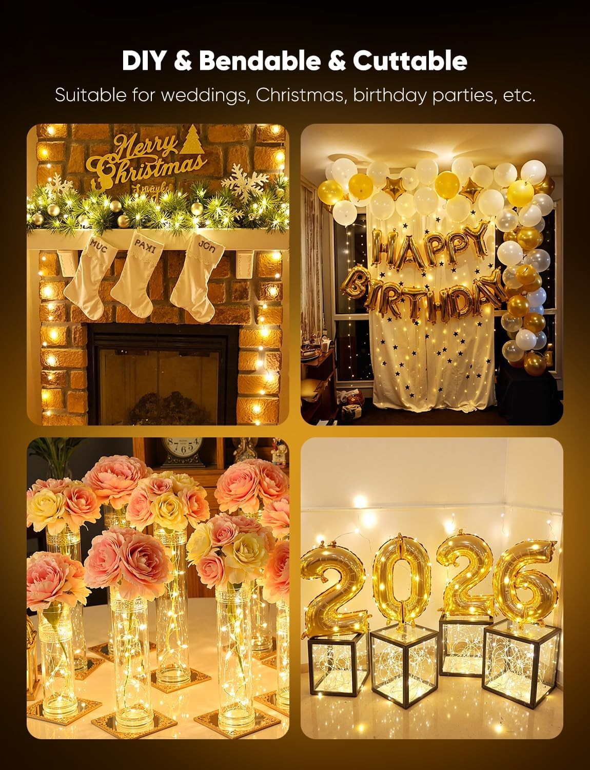 Fairy Lights Battery Operated String Warm White 12 Pack