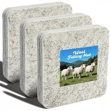3 Pack Needle Felting Mat, Natural Wool Needle Felting Pad, 6x6x1 inch Feltin...