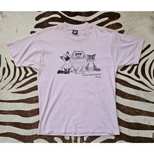 Vintage Grail 1987 Ernest Hemingway Cats Double Sided T-Shirt Sz XL Screen Stars