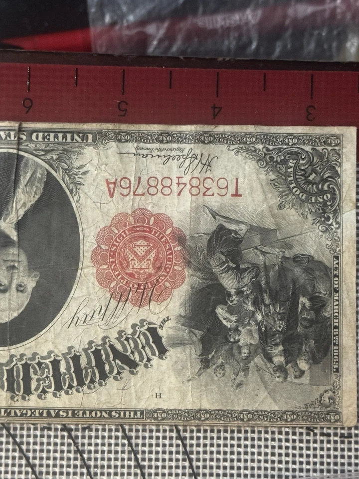 1917 $1 One Dollar Bill Large Size Red Seal Legal Tender United States Note - Image 4 of 4