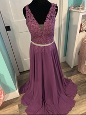 purple corset back rhinestoned detailed pageant/ prom dress