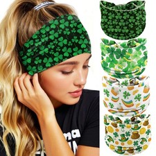 4 Pcs St. Patrick's Day Headbands for Women Green Shamrock Knotted Headband C...