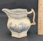 Antique c.1850's Staffordshire Creamer Pitcher Blue White Transferware