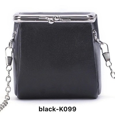 Genuine leather black coin purse change crossbody bag small