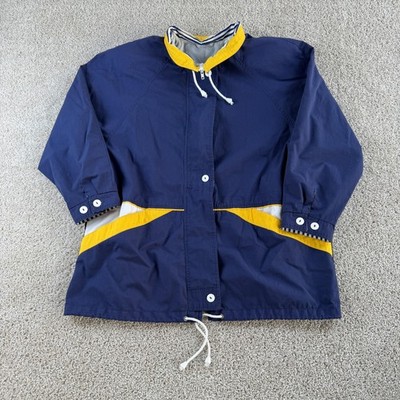 Vintage Braefair Sport Jacket Mens Medium Blue Nautical Canvas Zip Windbreaker