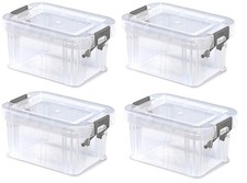 4 x 0.2L Mini Allstore Clear Plastic Clip Top Storage Hobby Box 10cm x 6.5 x 5cm